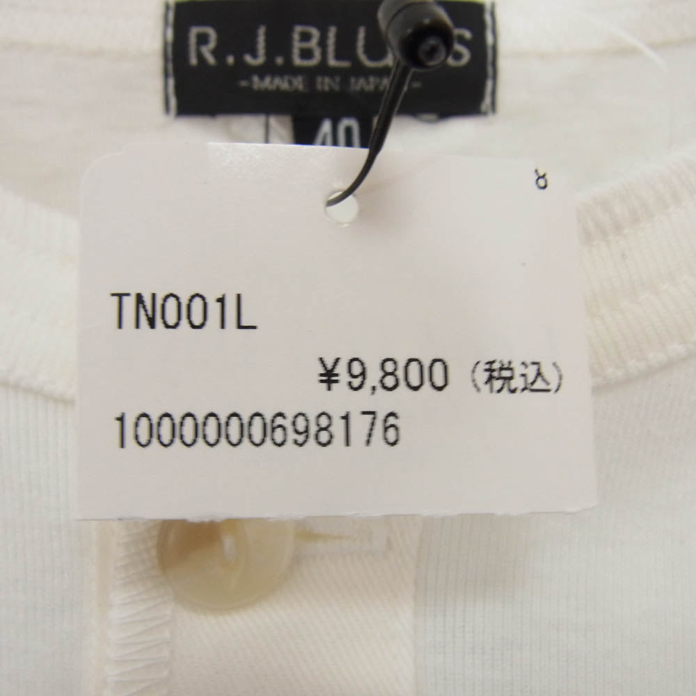 R.J.B アールジェイビー ヘンリーネック 長袖 カットソー ホワイト系 40【新古品】【未使用】【中古】