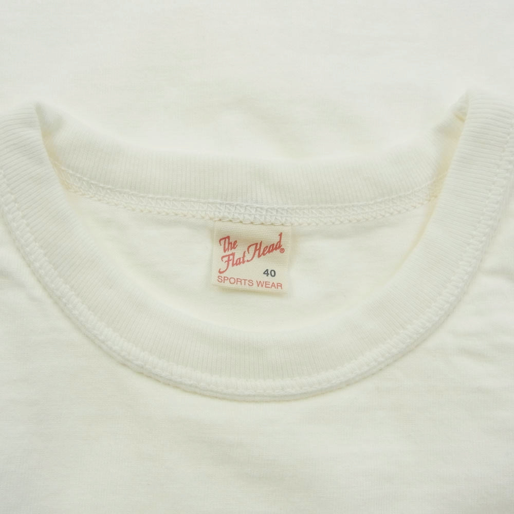 THE FLAT HEAD ザフラットヘッド Super Weekend バック ロゴ 半袖 Tシャツ ホワイト系 40【極上美品】【中古】