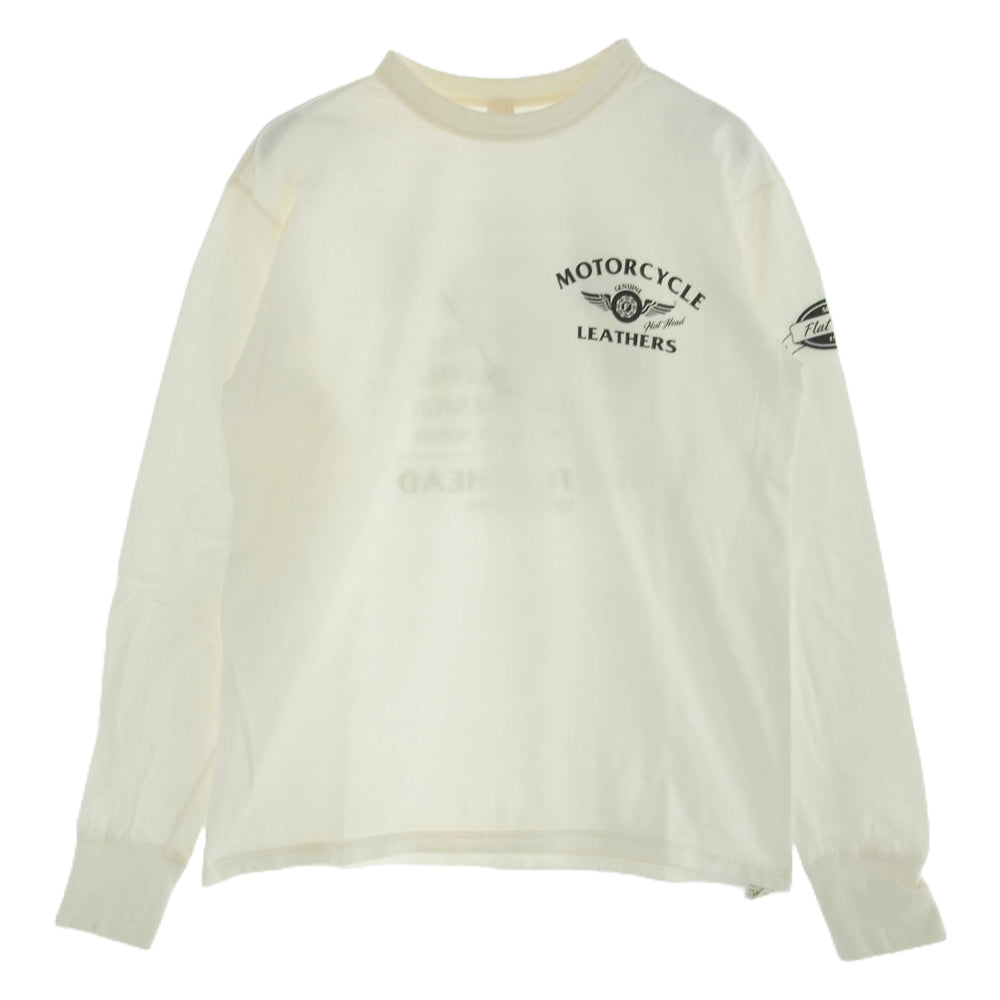THE FLAT HEAD ザフラットヘッド モーターサイクル ロゴ プリント Tシャツ ホワイト系 40【中古】