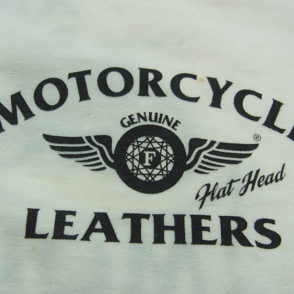 THE FLAT HEAD ザフラットヘッド モーターサイクル ロゴ プリント Tシャツ ホワイト系 40【中古】
