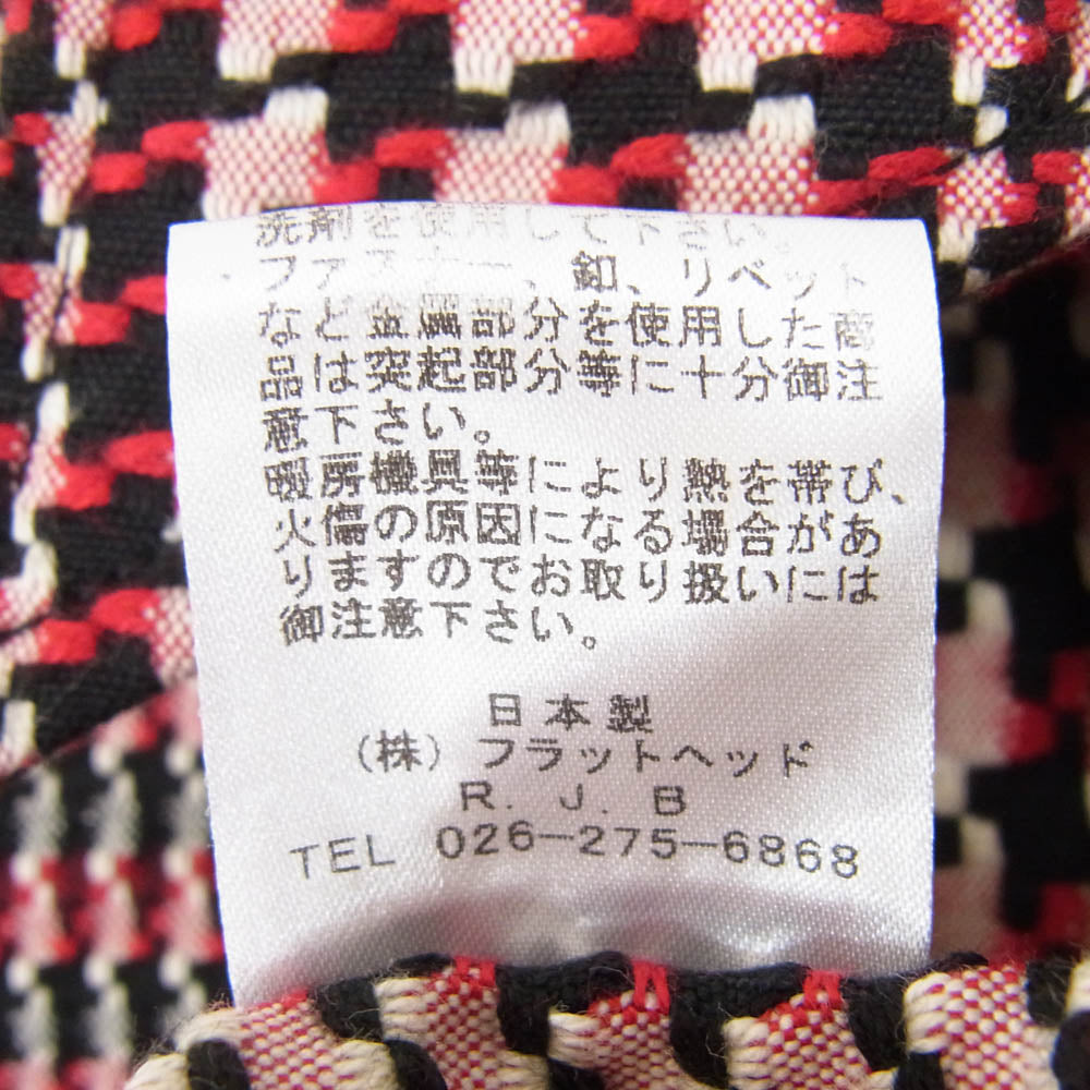 R.J.B アールジェイビー ツイード チェック 長袖 チェック シャツ レッド系 40【中古】