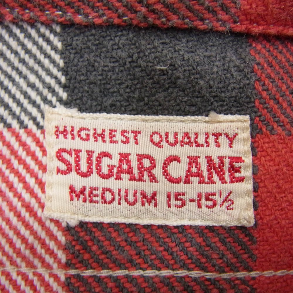SUGAR CANE シュガーケーン ブロックチェック 長袖 ヘビー ネルシャツ オレンジ系 M【中古】
