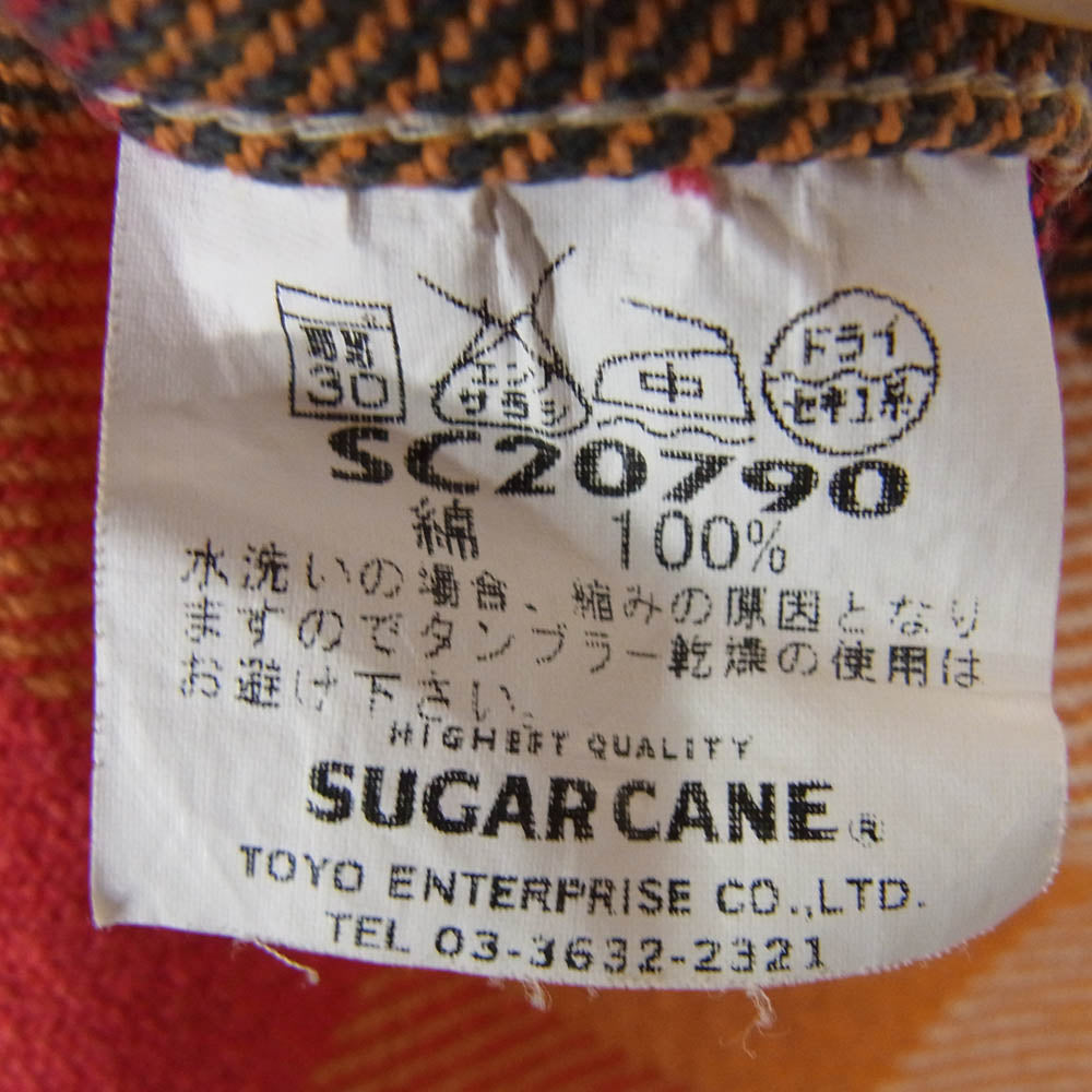 SUGAR CANE シュガーケーン ブロックチェック 長袖 ヘビー ネルシャツ オレンジ系 M【中古】