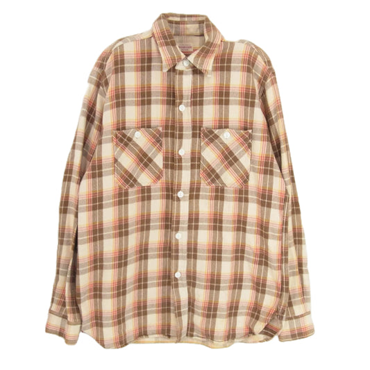 SUGAR CANE シュガーケーン チェック 長袖 ヘビー ネルシャツ 猫目ボタン ブラウン系 M【中古】
