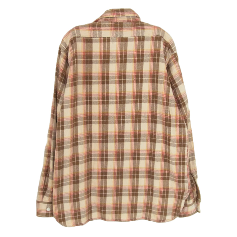 SUGAR CANE シュガーケーン チェック 長袖 ヘビー ネルシャツ 猫目ボタン ブラウン系 M【中古】