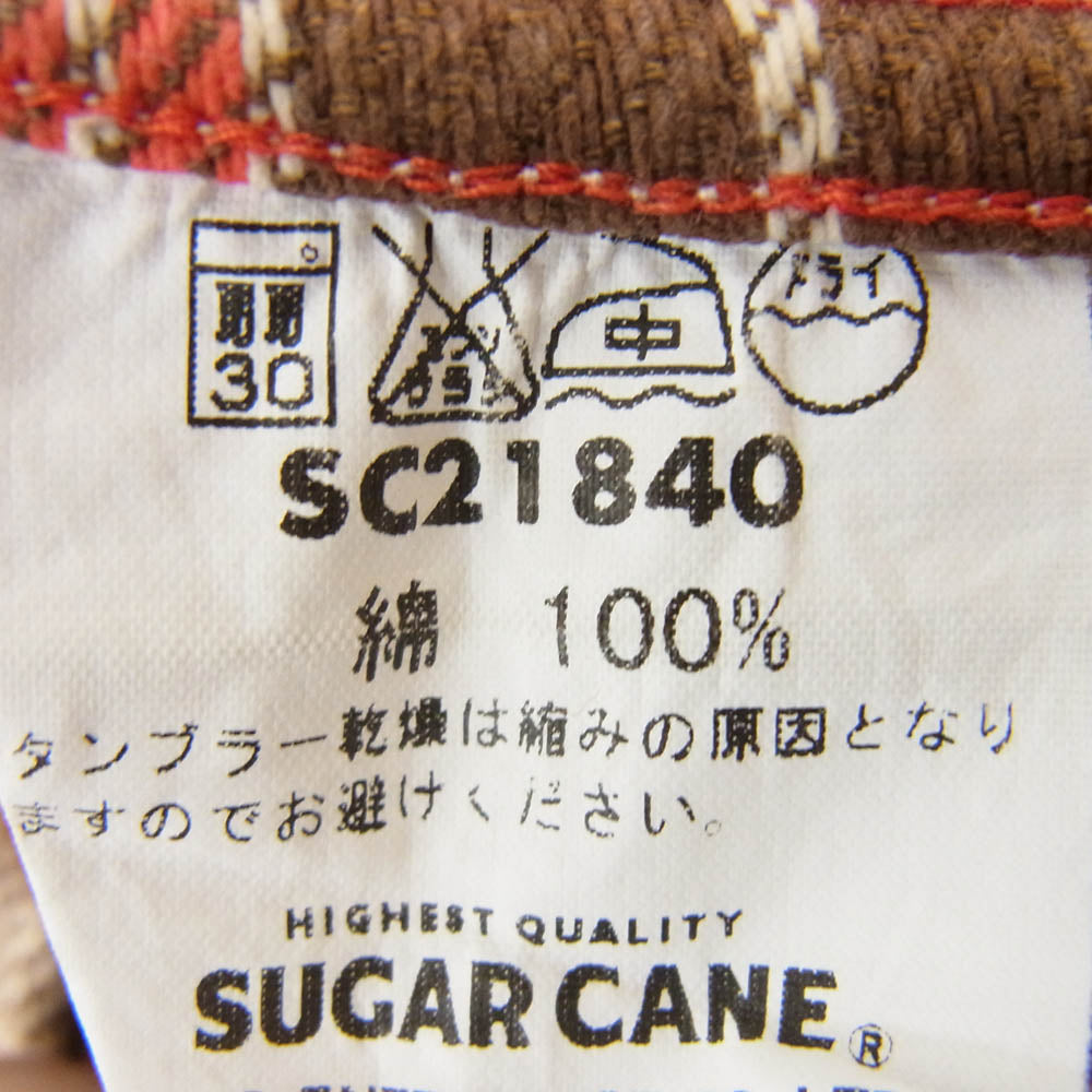 SUGAR CANE シュガーケーン チェック 長袖 ヘビー ネルシャツ 猫目ボタン ブラウン系 M【中古】