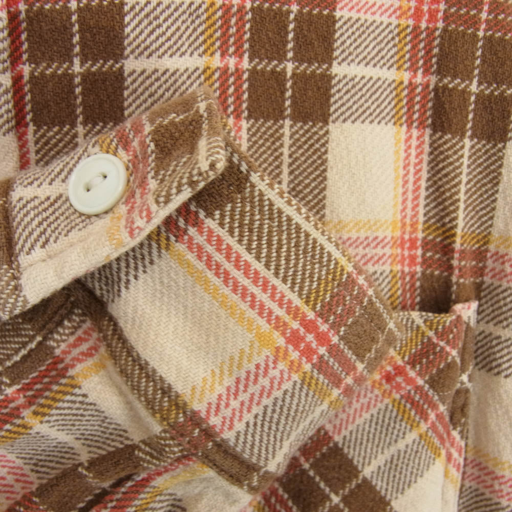 SUGAR CANE シュガーケーン チェック 長袖 ヘビー ネルシャツ 猫目ボタン ブラウン系 M【中古】