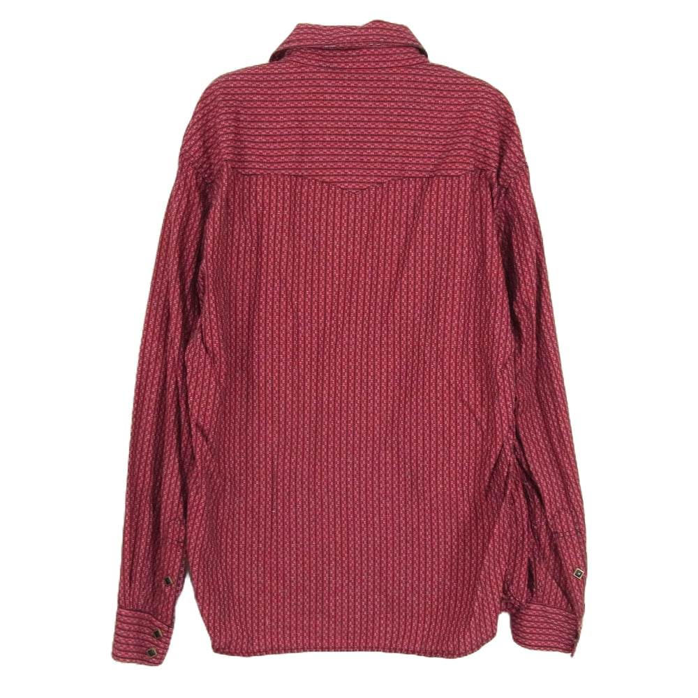 R.J.B アールジェイビー ダイヤボタン 総柄 長袖 ウェスタン シャツ レッド系 40【中古】