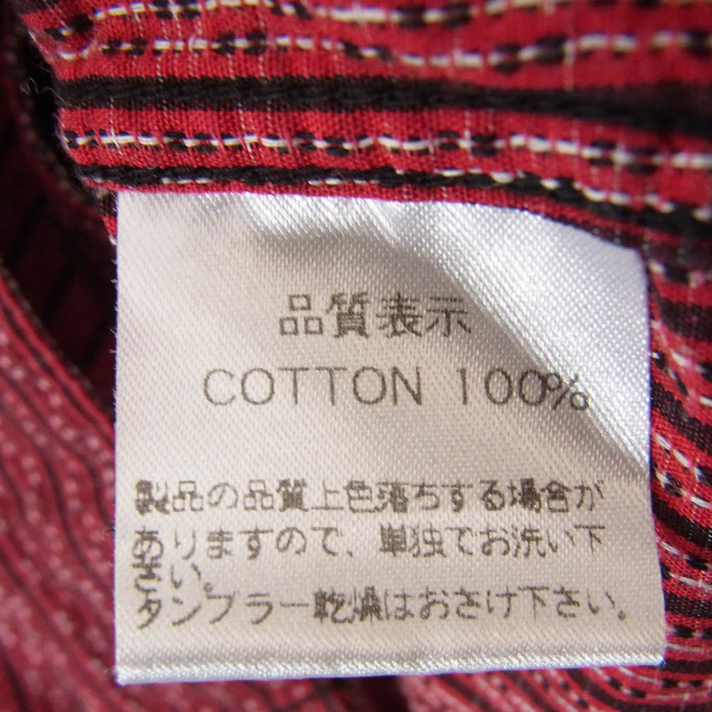 R.J.B アールジェイビー ダイヤボタン 総柄 長袖 ウェスタン シャツ レッド系 40【中古】