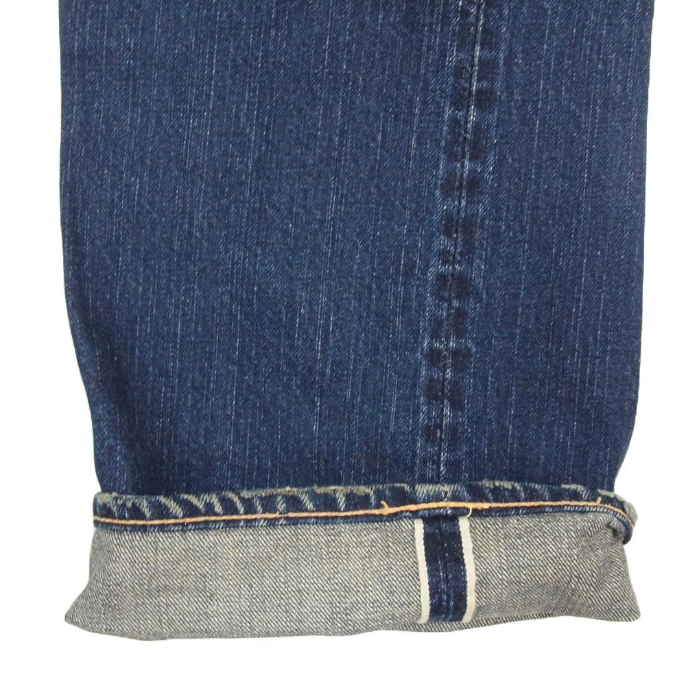 R.J.B アールジェイビー D001R ダイヤ ステッチ レザー ダメージ 加工 デニム パンツ インディゴブルー系 32【中古】