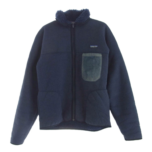 patagonia パタゴニア ヴィンテージ 80s USA製 三角タグ パイル フリース ジャケット ネイビー系 M【中古】