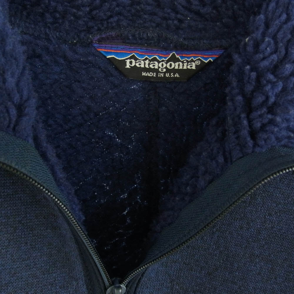 patagonia パタゴニア ヴィンテージ 80s USA製 三角タグ パイル フリース ジャケット ネイビー系 M【中古】