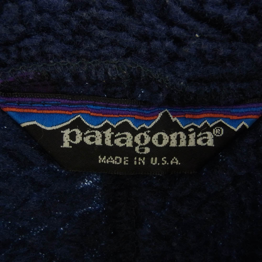 patagonia パタゴニア ヴィンテージ 80s USA製 三角タグ パイル フリース ジャケット ネイビー系 M【中古】