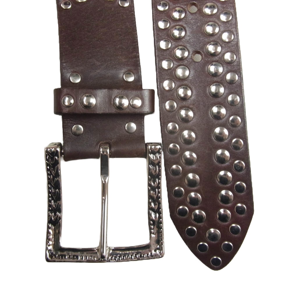 ナンニ メタル コンチョ レザー ベルト ブラウン系 85/34【中古】