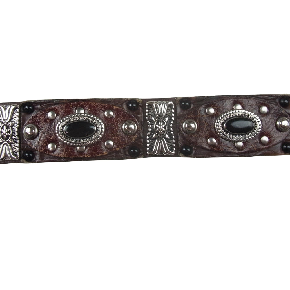 ナンニ メタル コンチョ レザー ベルト ブラウン系 85/34【中古】