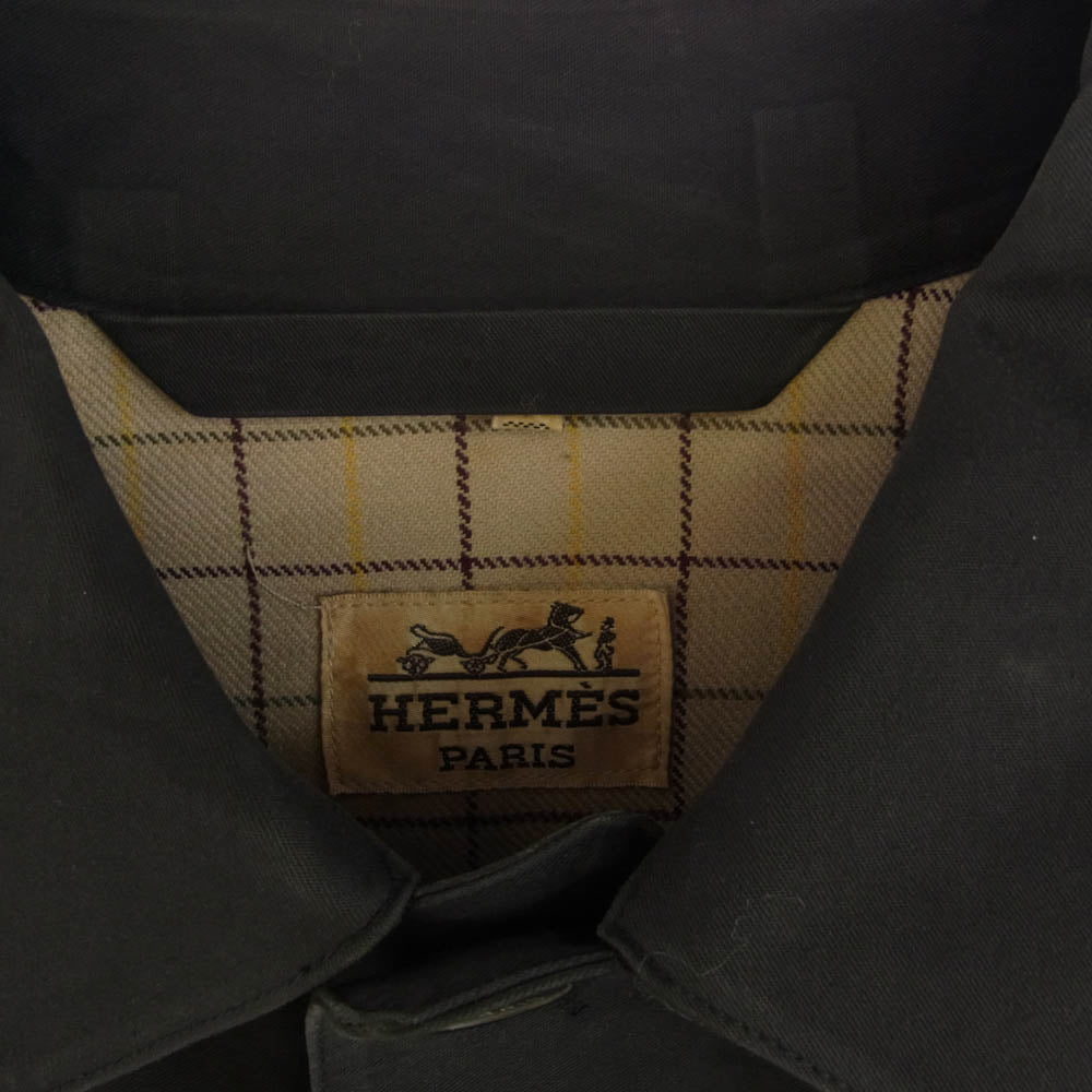 HERMES エルメス 裏地チェック ステンカラーコート M【中古】