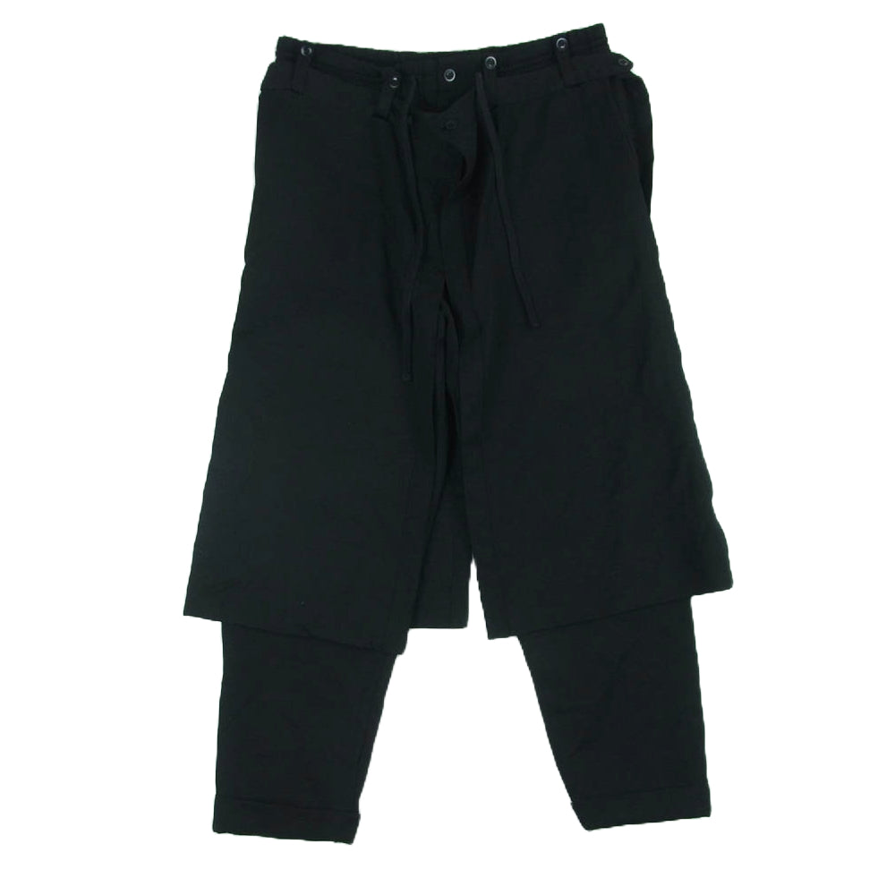 Yohji Yamamoto ヨウジヤマモト UR-P24-128 s'yte サイト レイヤード ラップ パンツ ウール 日本製 ブラック系 M【中古】