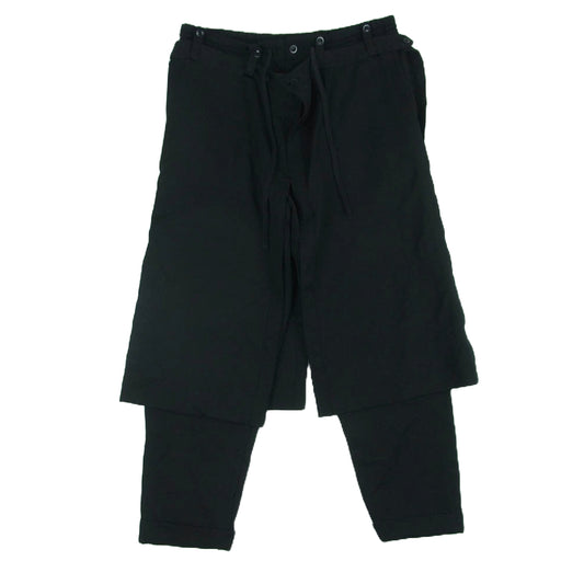 Yohji Yamamoto ヨウジヤマモト UR-P24-128 s'yte サイト レイヤード ラップ パンツ ウール 日本製 ブラック系 M【中古】