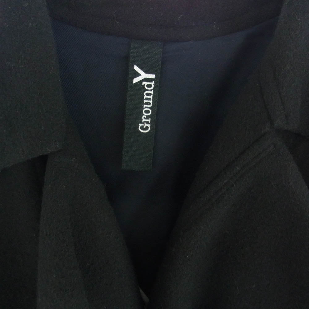 Yohji Yamamoto ヨウジヤマモト GK-C02-101 Ground Y グラウンドワイ カットオフ ジップアップ ウール コート ブラック系 3【中古】