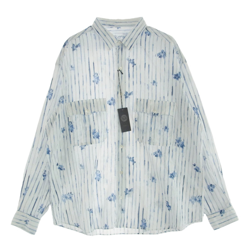 PORTER CLASSIC ポータークラシック PC-016-2216-0040-0015 ROLL UP STRIPE SHIRT ロールアップ ストライプ シャツ ホワイト系 XL【新古品】【未使用】【中古】