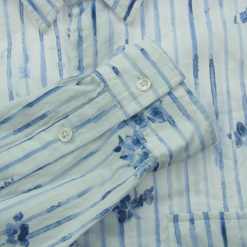 PORTER CLASSIC ポータークラシック PC-016-2216-0040-0015 ROLL UP STRIPE SHIRT ロールアップ ストライプ シャツ ホワイト系 XL【新古品】【未使用】【中古】