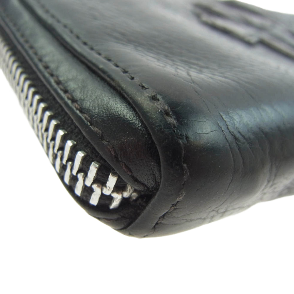 CHROME HEARTS クロムハーツ（原本無） REC F ZIP 3セメタリー クロスパッチ ラウンド ファスナー ウォレット 長財布 ブラック系【中古】