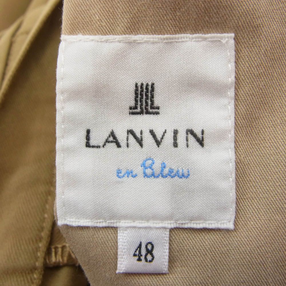 LANVIN ランバン 1タック スラックス ストレッチ パンツ カーキ系【中古】