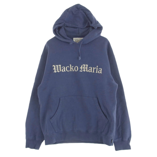 WACKO MARIA ワコマリア 23SS MIDDLE WEIGHT PULLOVER HOODED SWEAT SHIRT ロゴ 刺繍 ミドルウェイト スウェット パーカー ネイビー系 M【中古】