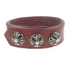 CHROME HEARTS クロムハーツ（原本無） 3BTN 2SNP クロスボール 3ボタン2スナップ レザー ブレスレット シルバー系 レッド系【中古】