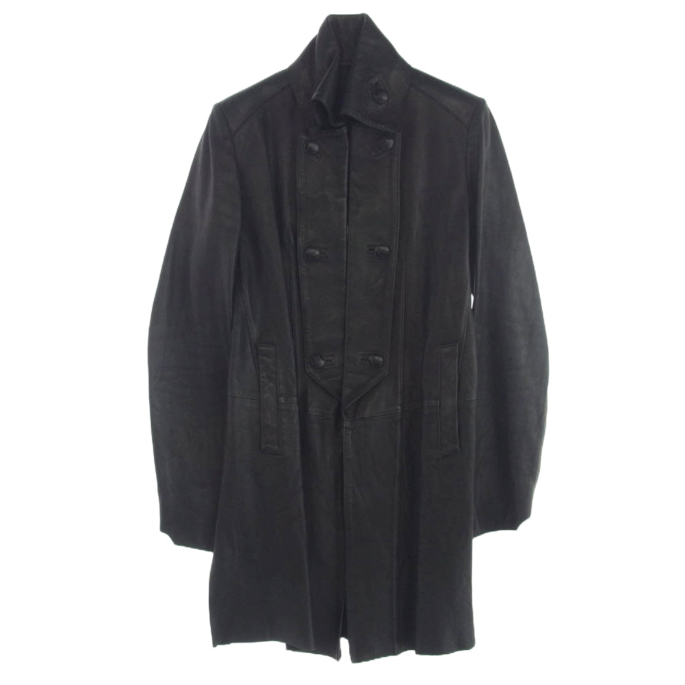 キリュウキリュウ KLM-KLJ09-701 Leather Single Napoleon Jacket ナポレオン レザー ロング ジャケット コート ブラック系 XL【中古】