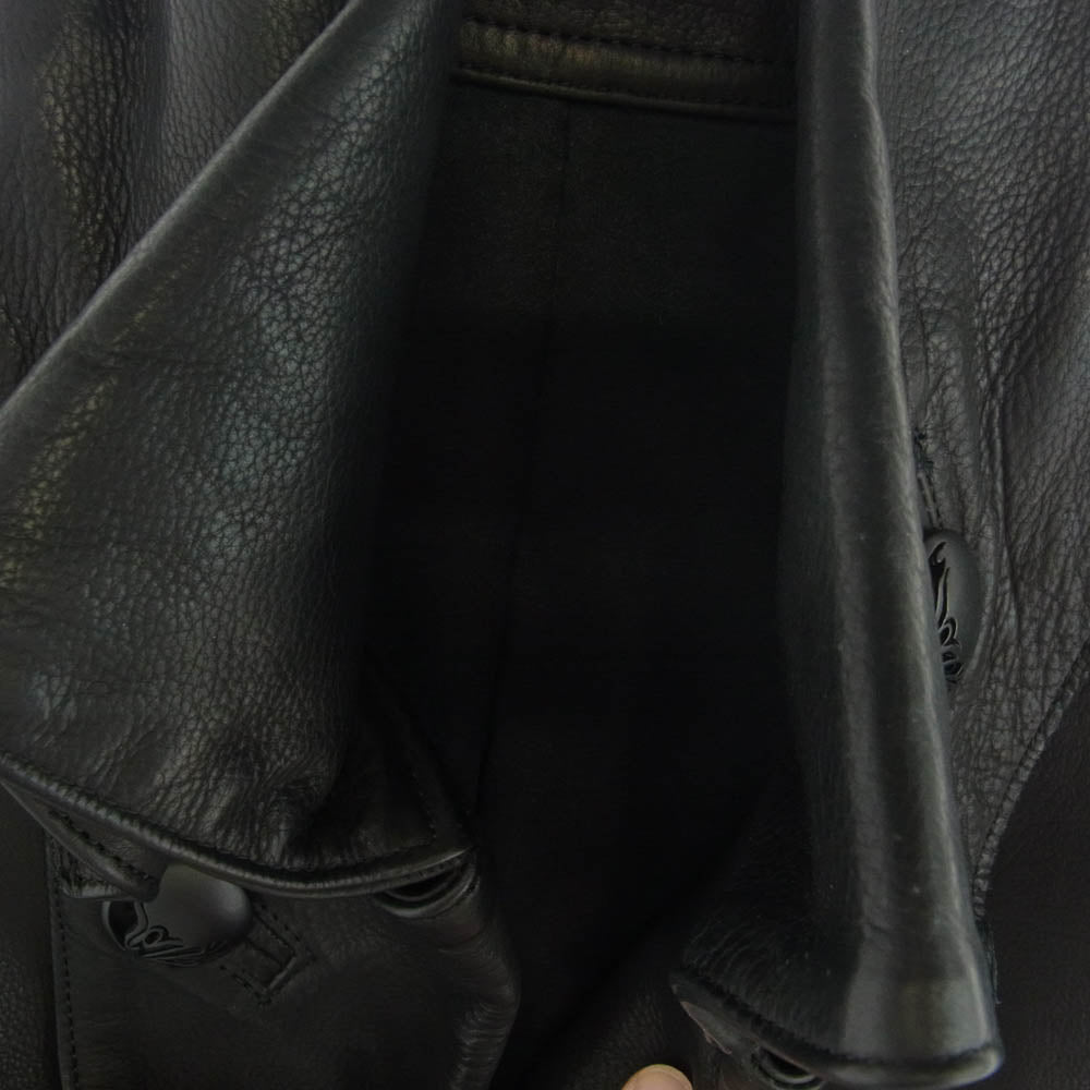 キリュウキリュウ KLM-KLJ09-701 Leather Single Napoleon Jacket ナポレオン レザー ロング ジャケット コート ブラック系 XL【中古】