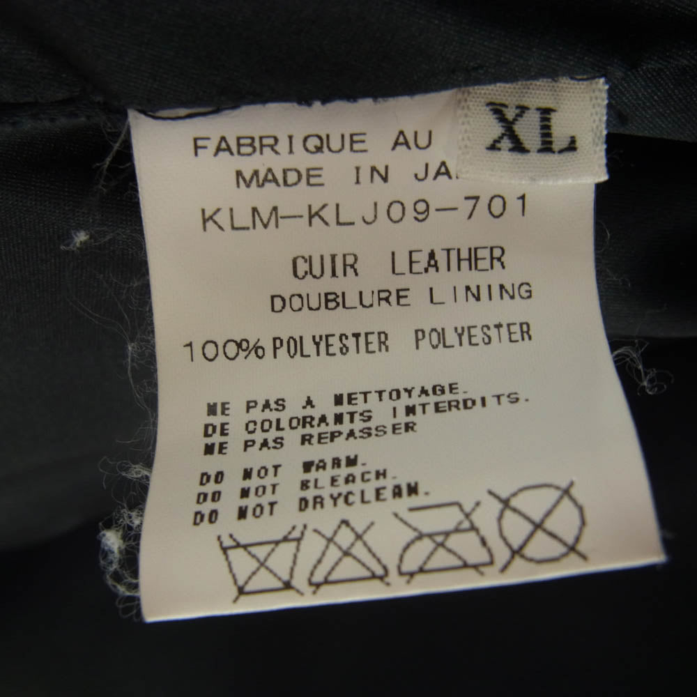 キリュウキリュウ KLM-KLJ09-701 Leather Single Napoleon Jacket ナポレオン レザー ロング ジャケット コート ブラック系 XL【中古】