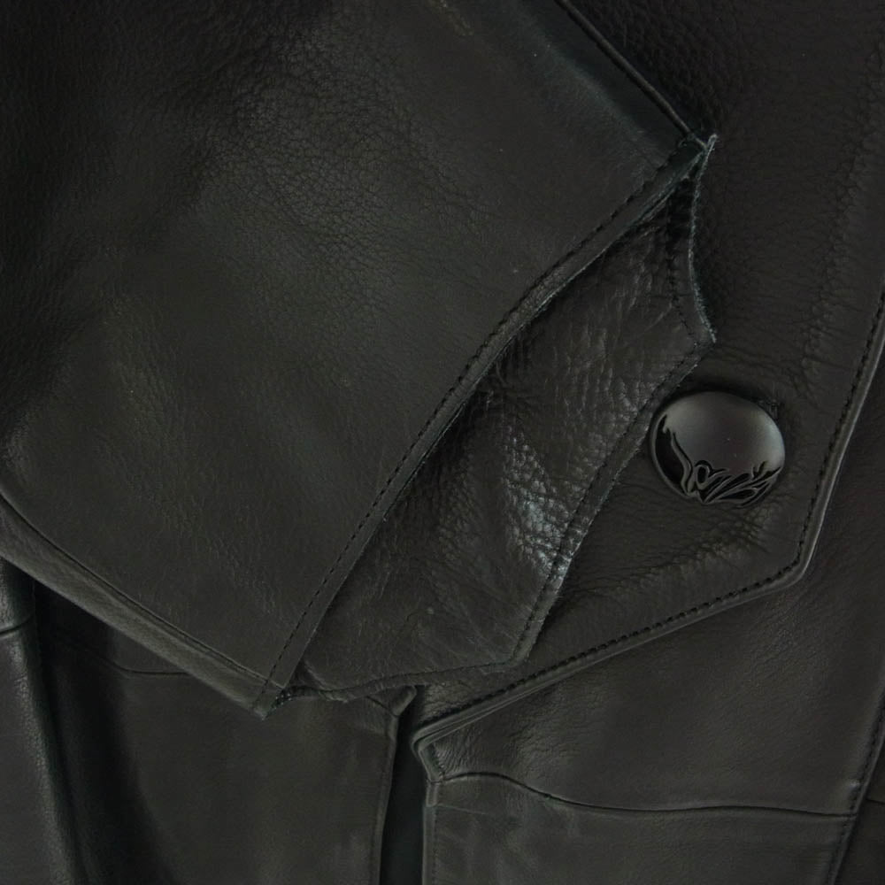 キリュウキリュウ KLM-KLJ09-701 Leather Single Napoleon Jacket ナポレオン レザー ロング ジャケット コート ブラック系 XL【中古】