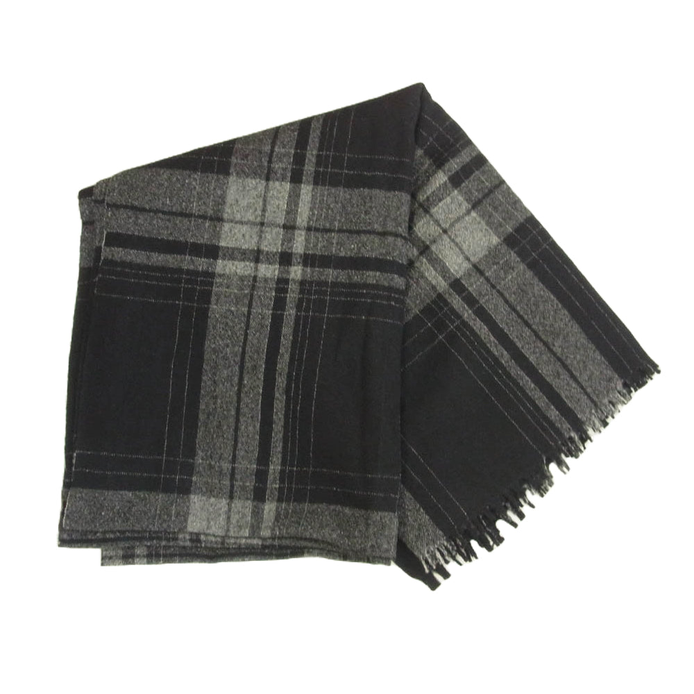 Y's Yohji Yamamoto ワイズ ヨウジヤマモト 16AW YR-L40-146 PINK ワイズピンク TAKESHI KOSAKA LOOK12 ビッグ ストール 大判 チェック ウール ブランケット ブラック系【新古品】【未使用】【中古】