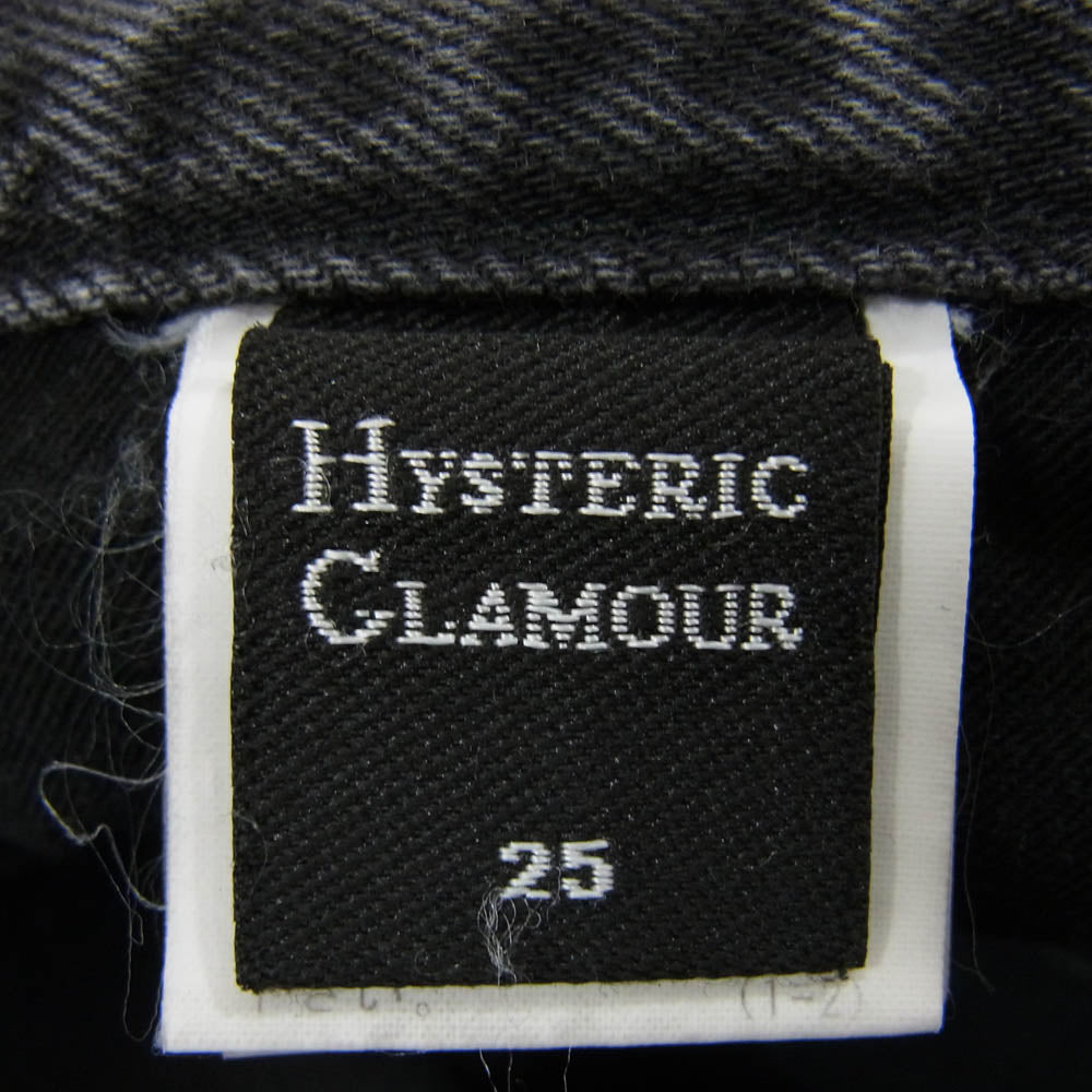 HYSTERIC GLAMOUR ヒステリックグラマー 23AW 01233AP01 GUITAR GIRL ギターガール センタースリット デニムパンツ ジーンズ ブラック系 25【新古品】【未使用】【中古】