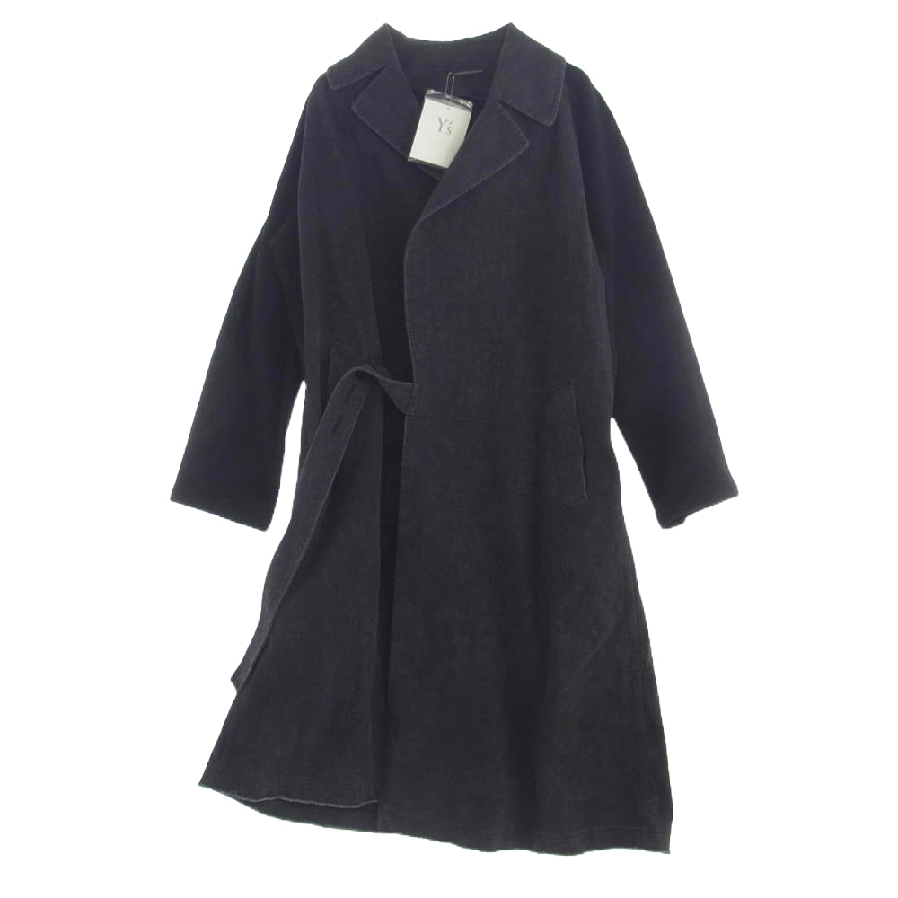Y's Yohji Yamamoto ワイズ ヨウジヤマモト YX-C11-803 ニット切替 デニム ラップコート トレンチコート グレー系 ブラック系 01【中古】