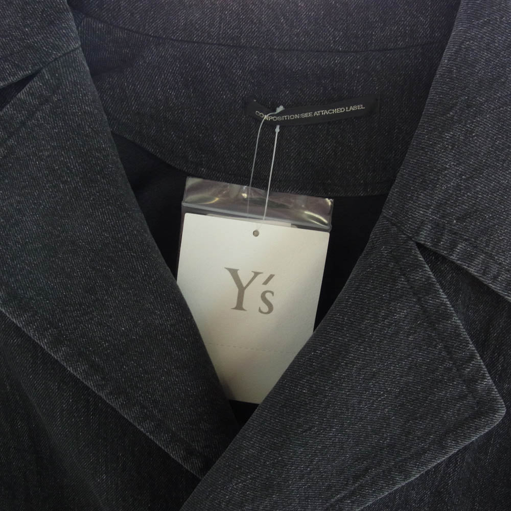 Y's Yohji Yamamoto ワイズ ヨウジヤマモト YX-C11-803 ニット切替 デニム ラップコート トレンチコート グレー系 ブラック系 01【中古】
