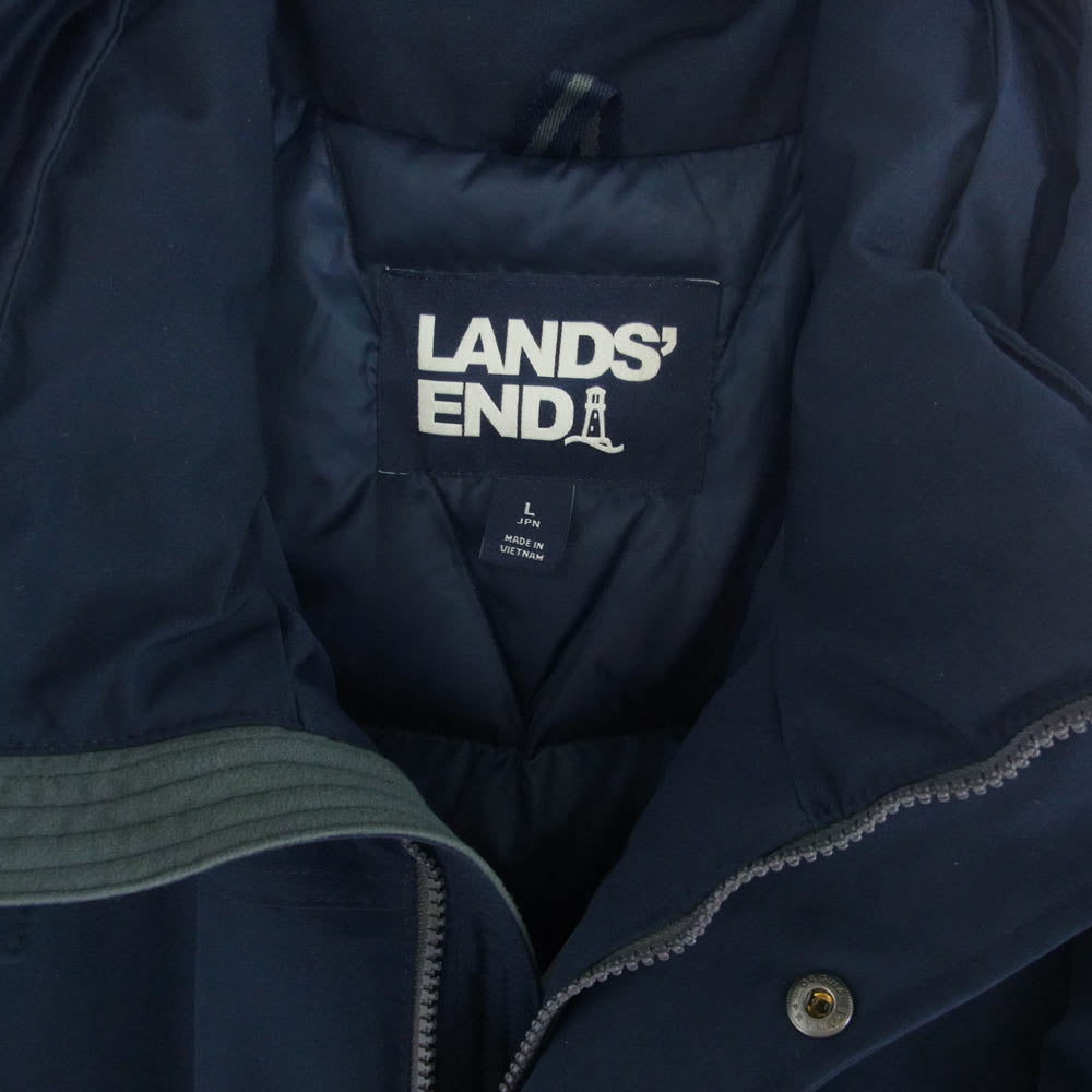 ランズエンド 裏地 キルティング ダウンジャケット ネイビー系 L【中古】