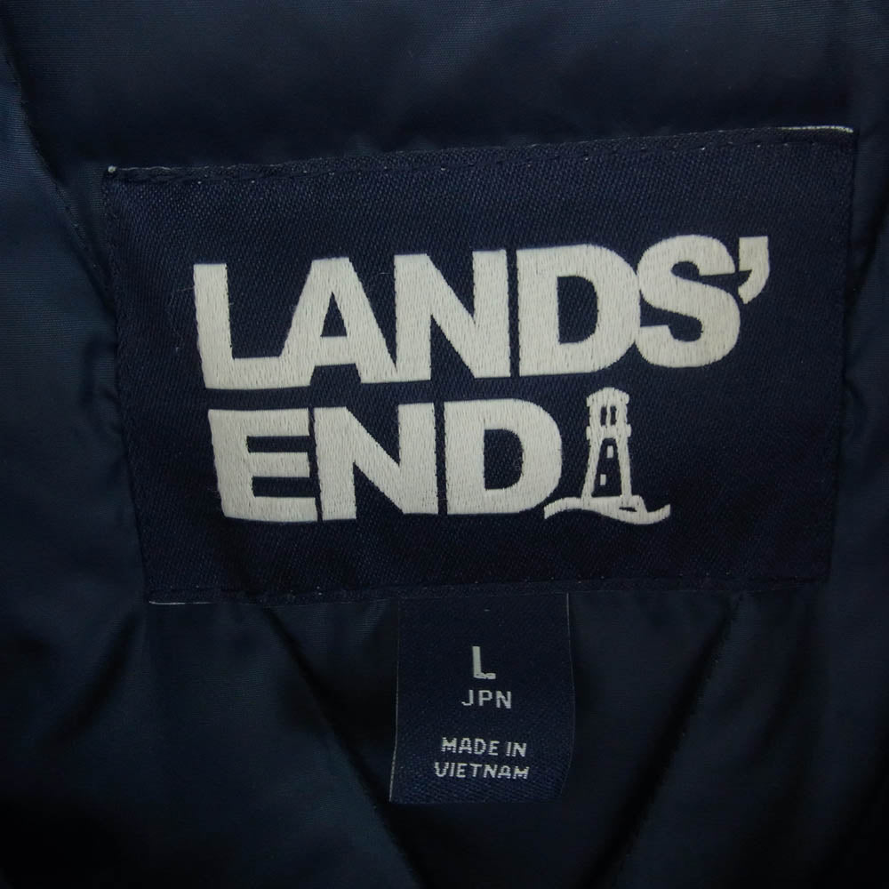 ランズエンド 裏地 キルティング ダウンジャケット ネイビー系 L【中古】