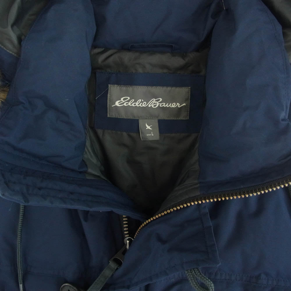 Eddie Bauer エディー・バウアー 01 9893 フェイクファー ダウンジャケット モッズコート ネイビー ネイビー系 L【中古】