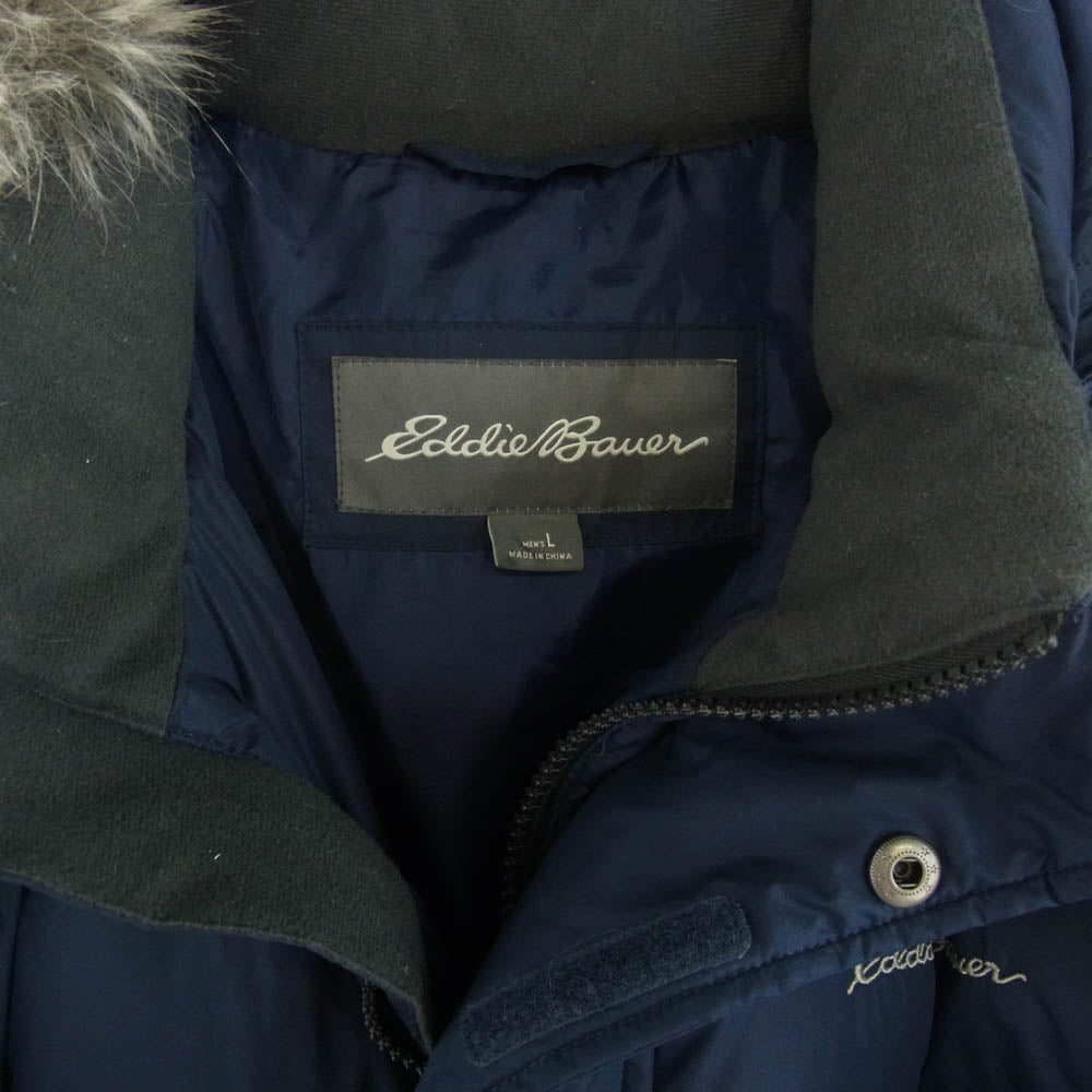 Eddie Bauer エディー・バウアー 01 6734 フェイクファー ダウンジャケット ネイビー ネイビー系 L【中古】