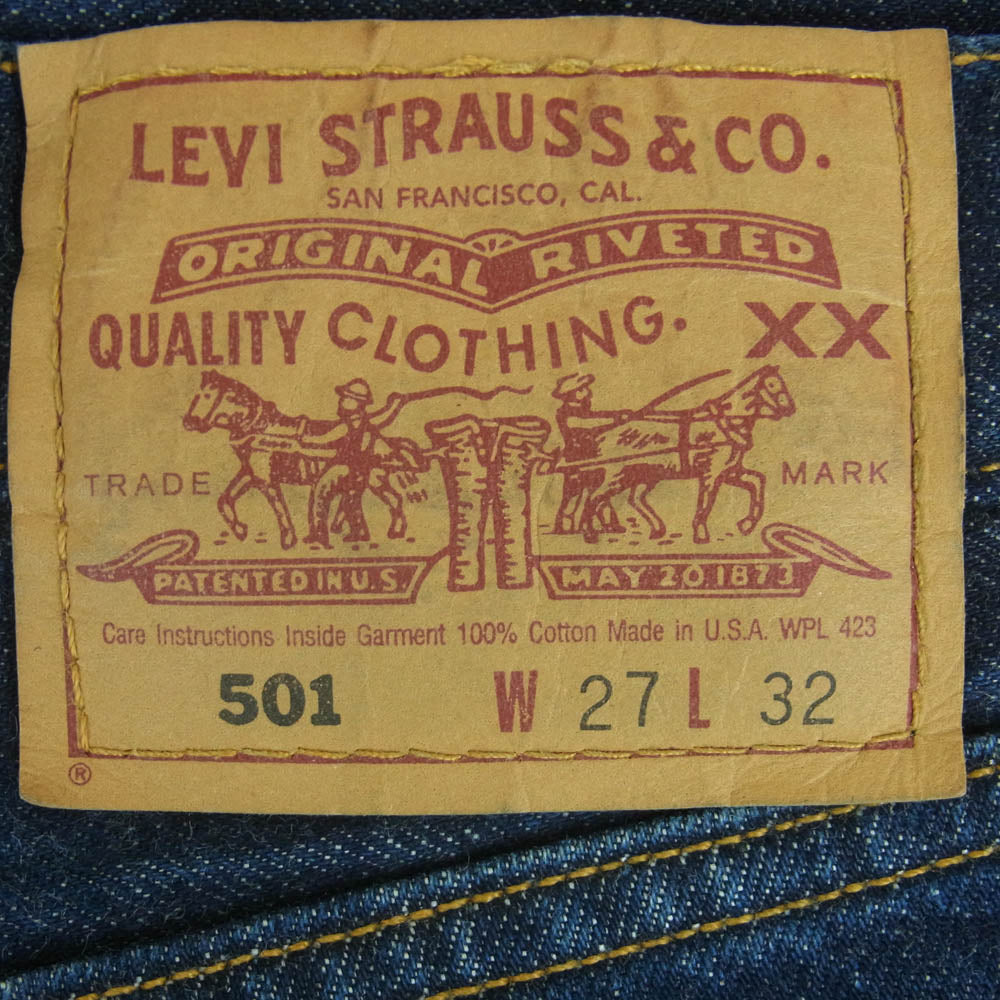Levi's リーバイス 501 USA製 90s デニム パンツ コットン ボタン裏553 インディゴブルー系 W27 L32【中古】