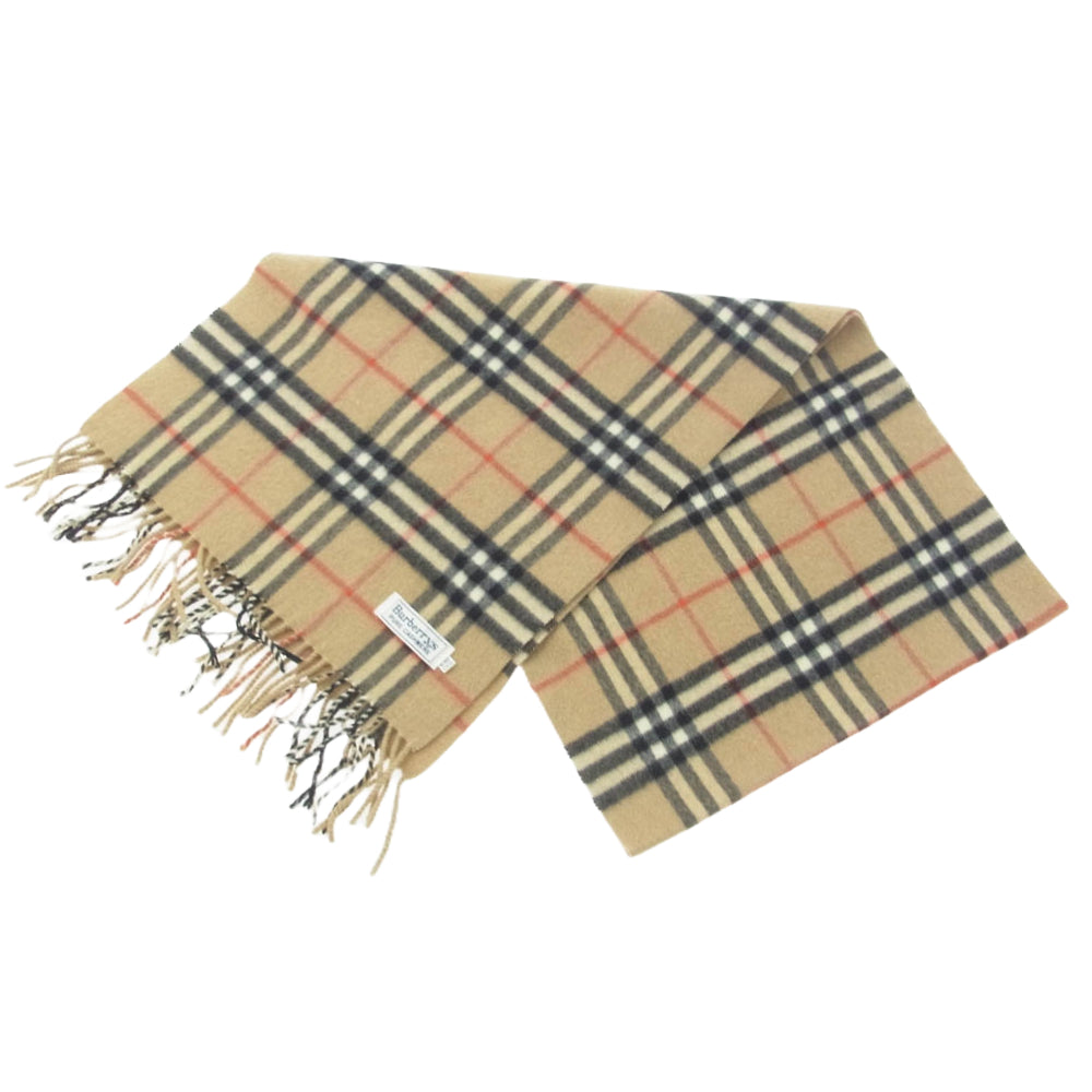 BURBERRY バーバリー BURBERRYS バーバリーズ カシミア チェック マフラー ライトブラウン系【中古】