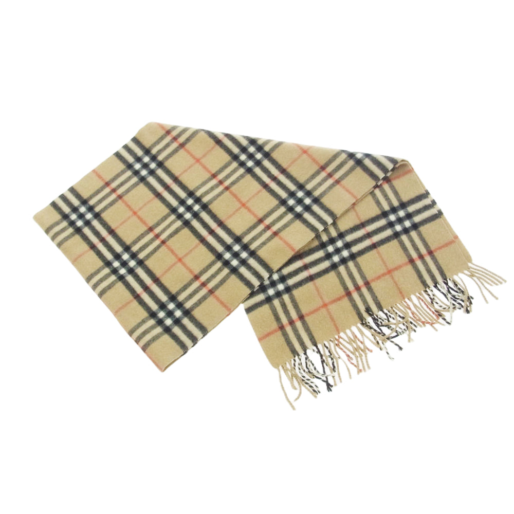 BURBERRY バーバリー BURBERRYS バーバリーズ カシミア チェック マフラー ライトブラウン系【中古】