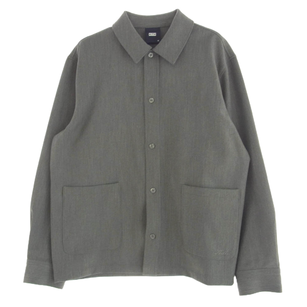 KITH キス 23AW KHM010364 Double Weave Boxy Collared Overshirt ダブルウィーブ ボックスカラー オーバー シャ??ツ 長袖 グレー系 M【中古】