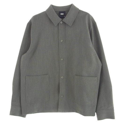 KITH キス 23AW KHM010364 Double Weave Boxy Collared Overshirt ダブルウィーブ ボックスカラー オーバー シャ??ツ 長袖 グレー系 M【中古】