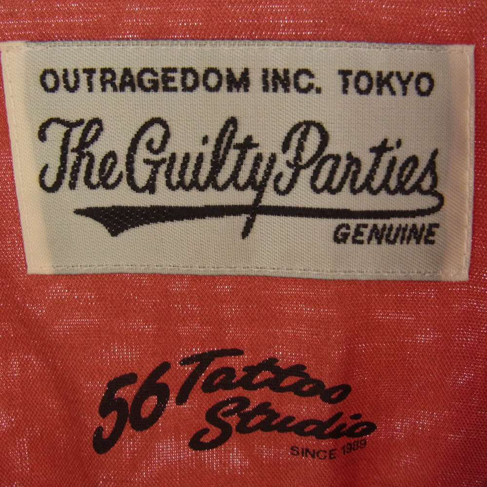 WACKO MARIA ワコマリア 56TS-WM-HI03 TATTOO STUDIO L/S HAWAIIAN SHIRT タトゥースタジオ 長袖 ハワイアン シャツ エンジ系 M【中古】