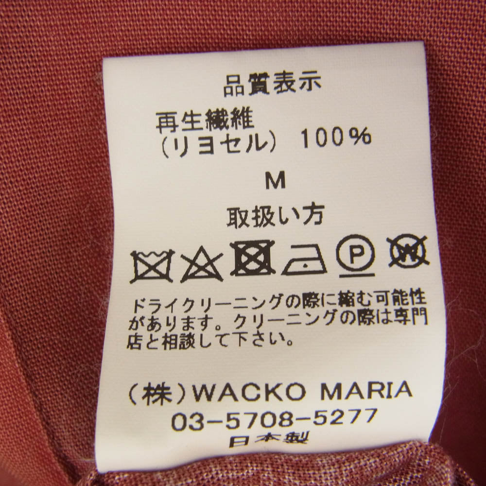 WACKO MARIA ワコマリア 56TS-WM-HI03 TATTOO STUDIO L/S HAWAIIAN SHIRT タトゥースタジオ 長袖 ハワイアン シャツ エンジ系 M【中古】