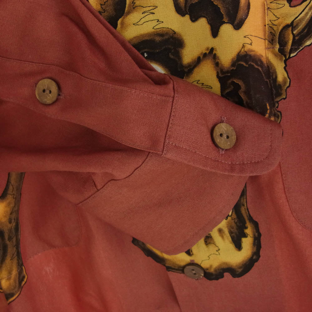 WACKO MARIA ワコマリア 56TS-WM-HI03 TATTOO STUDIO L/S HAWAIIAN SHIRT タトゥースタジオ 長袖 ハワイアン シャツ エンジ系 M【中古】