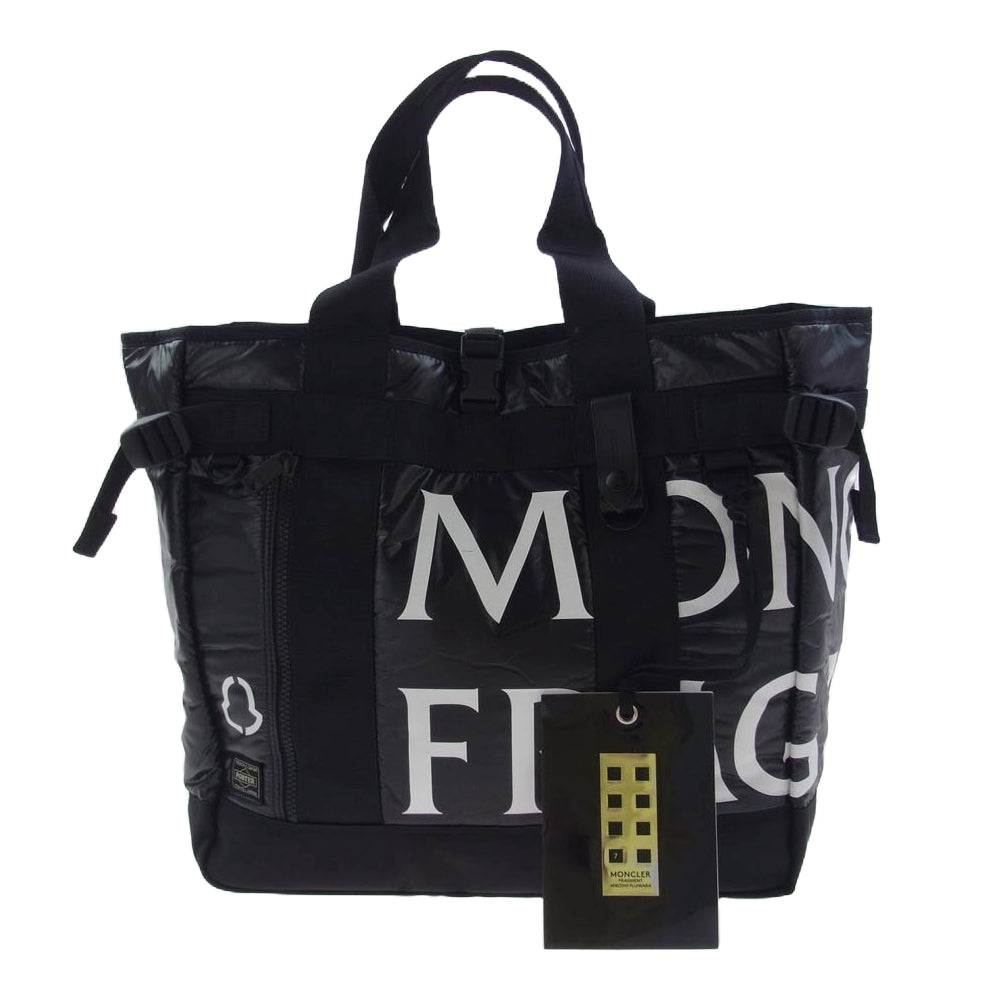 MONCLER モンクレール E209U0061900 × FRAGMENT フラグメント × PORTER ポーター ロゴ プリント トートバッグ ブラック系【新古品】【未使用】【中古】